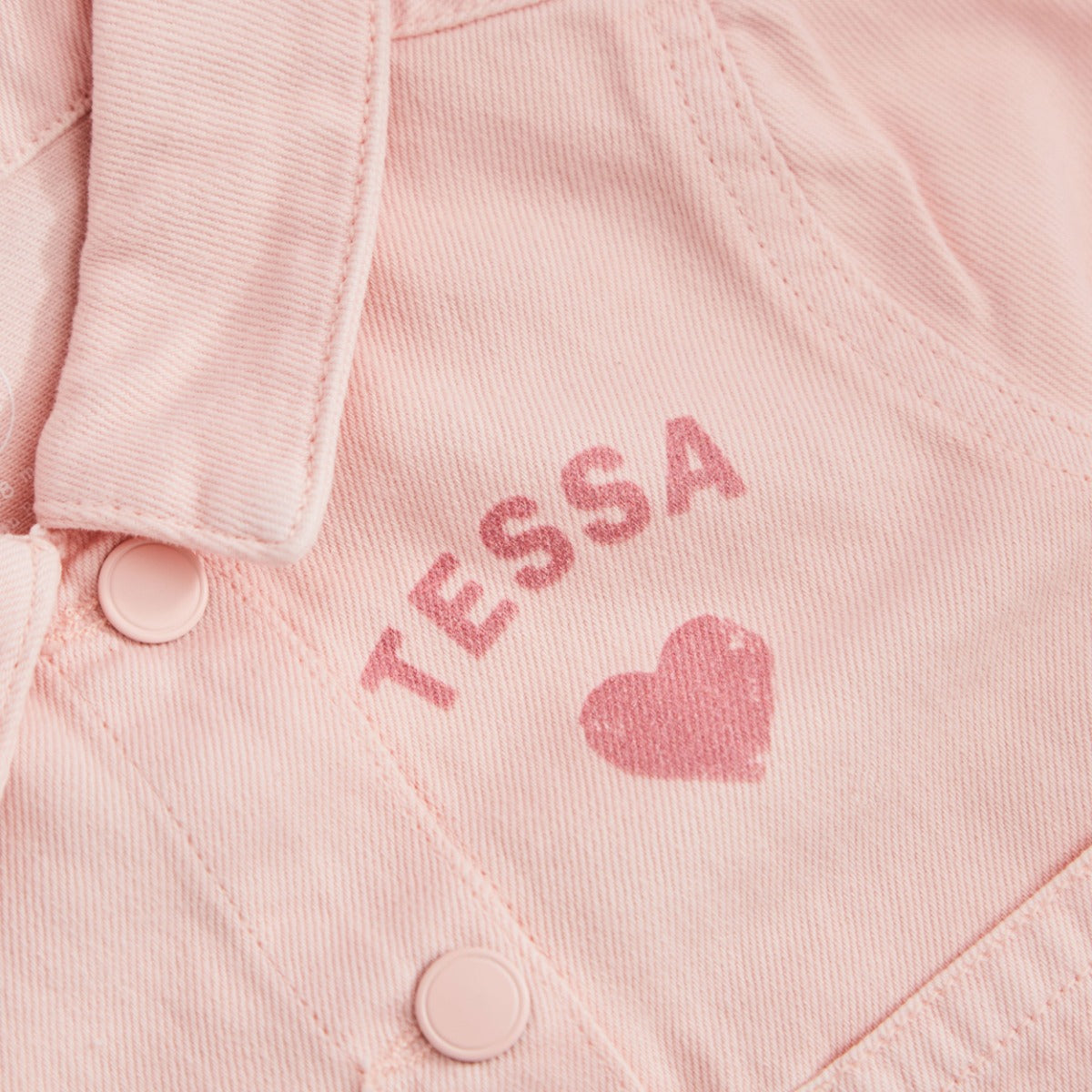 Personalised Pink Heart Denim Jacket 