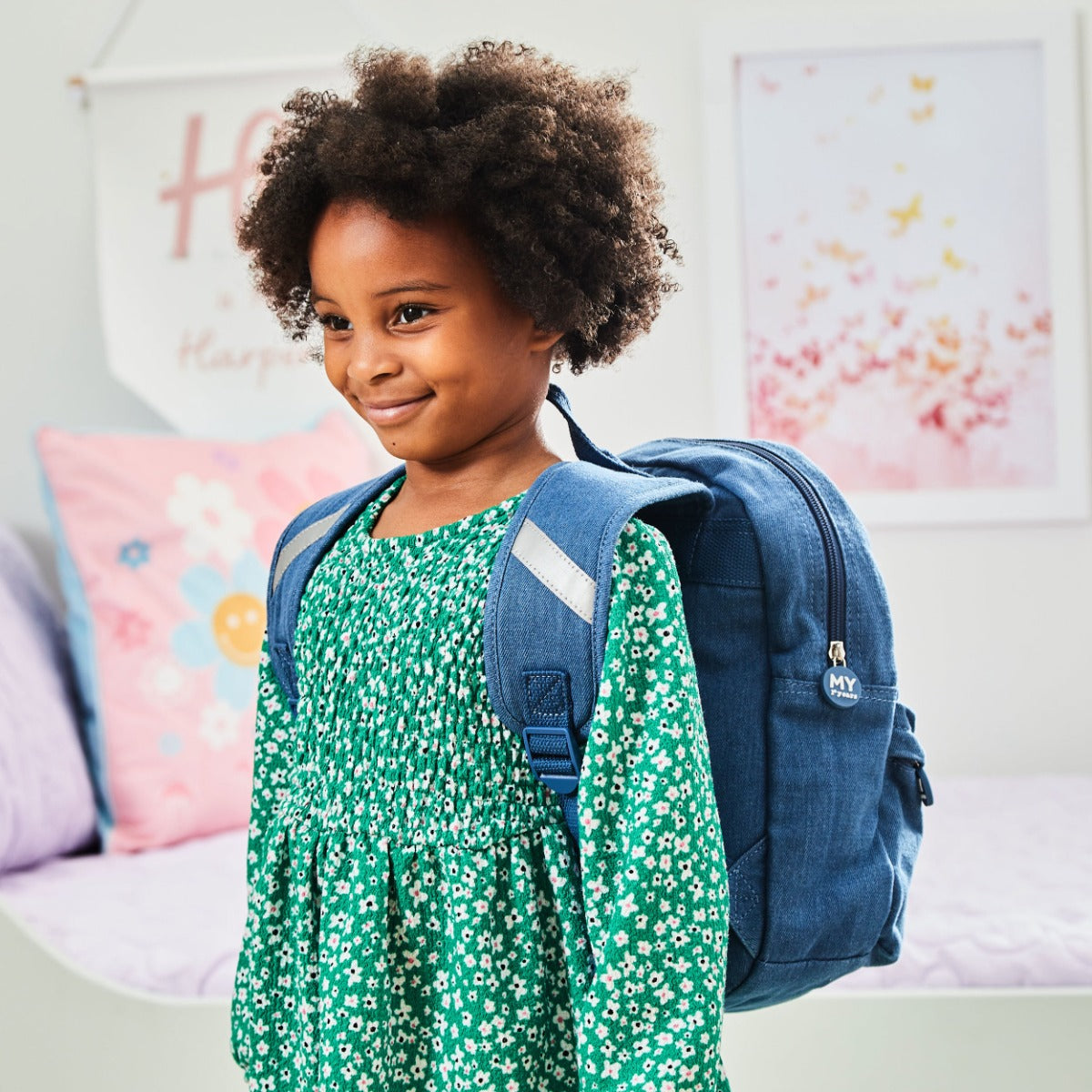 Personalised Bumblebee Medium Denim Backpack 