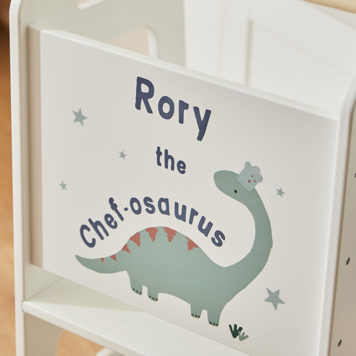 Personalised Chef-Osaurus Wooden Toddler Tower Stool FSC®