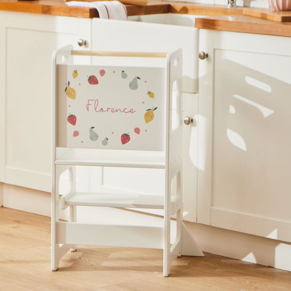 Personalised Bloom & Blossom Wreath Wooden Toddler Tower Stool FSC®