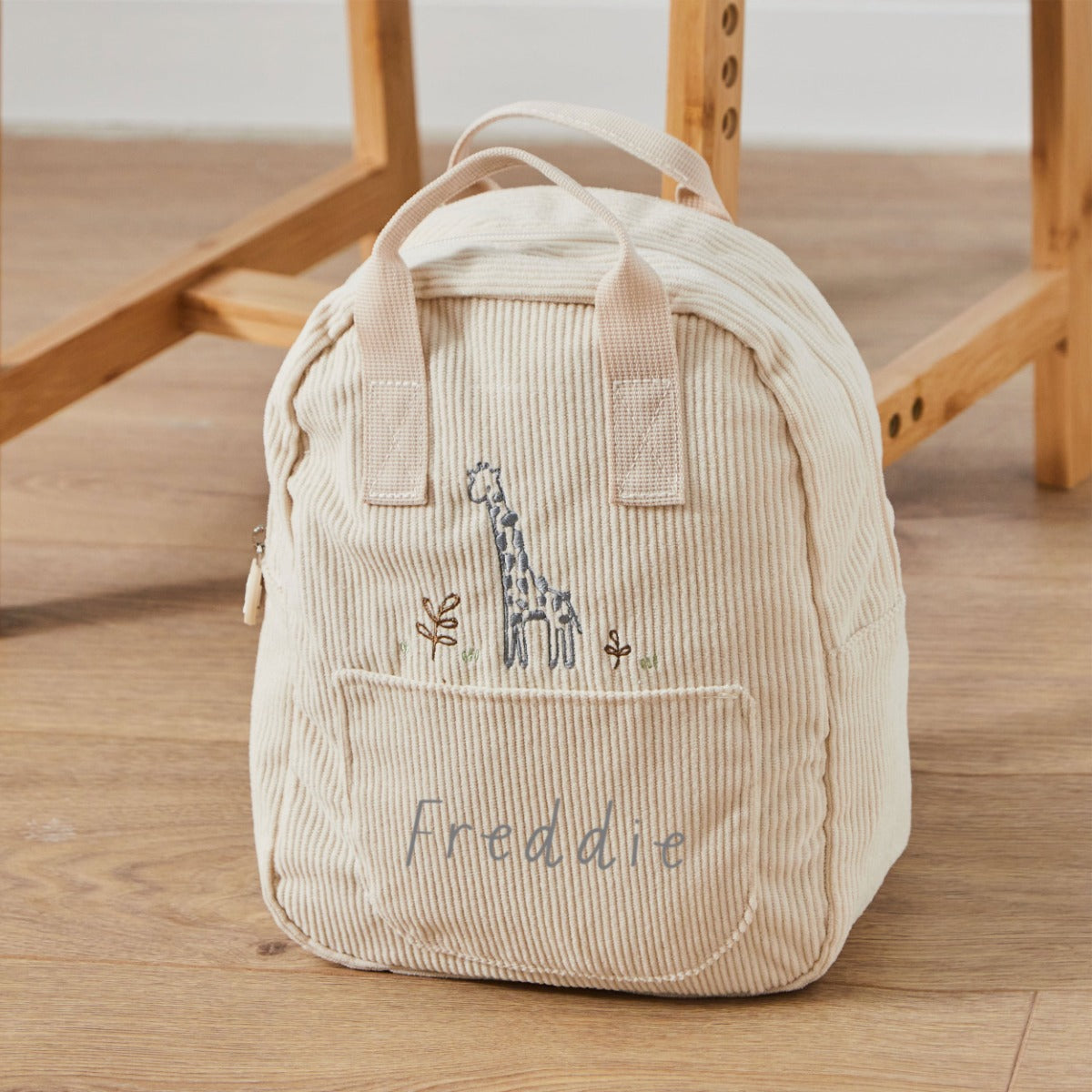 Personalised Ecru Cord Cuddle Club Mini Backpack 