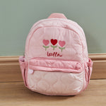 Personalised Heart Flower Pink Medium Quilted Backpack