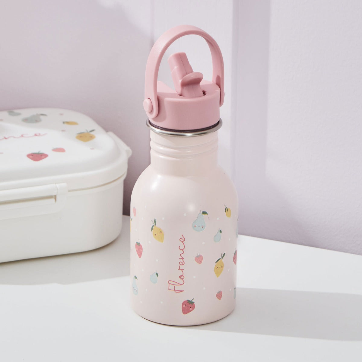 Personalised Bloom & Blossom Pink Water Bottle 
