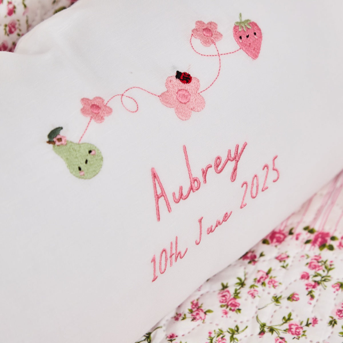 Personalised Bloom & Blossom Embroidered Linen Cushion 