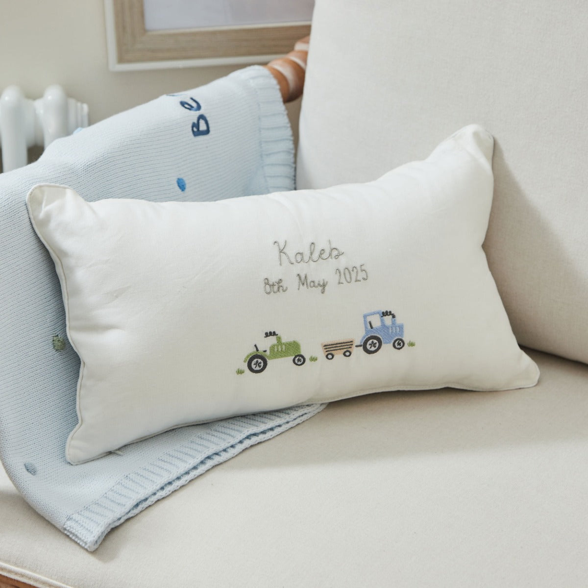 Personalised On The Farm Embroidered Linen Cushion