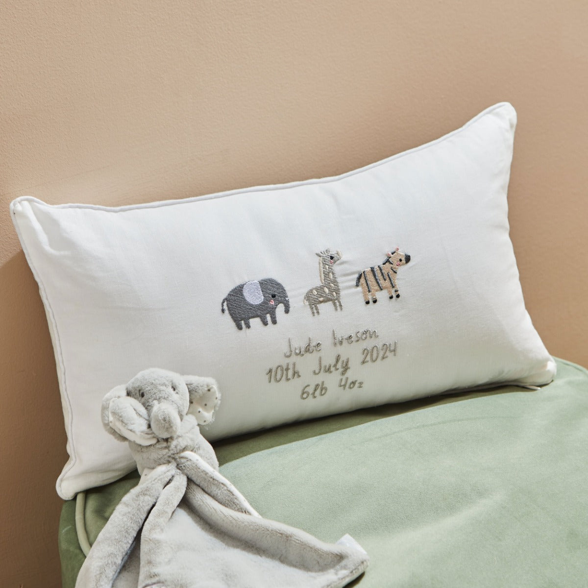 Personalised Born To Be Loved Embroidered Linen Cushion 
