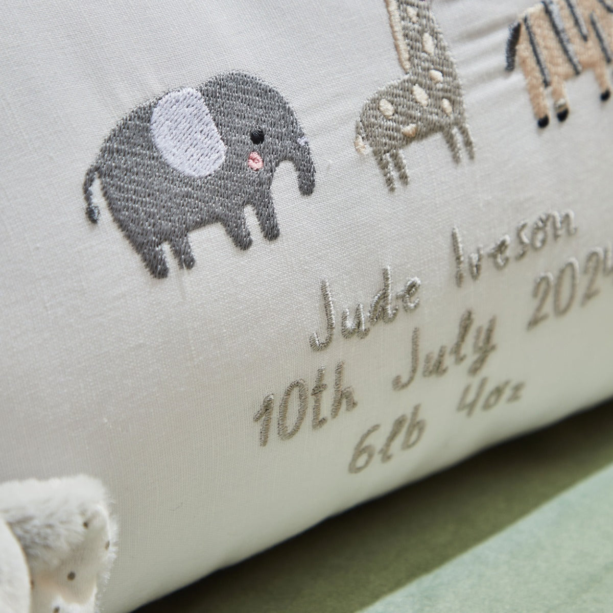 Personalised Born To Be Loved Embroidered Linen Cushion 