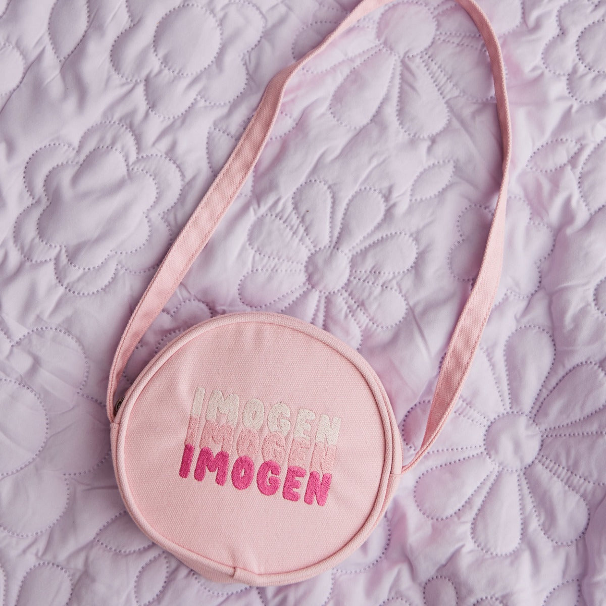 Personalised Bubble Gradient Pink Round Handbag