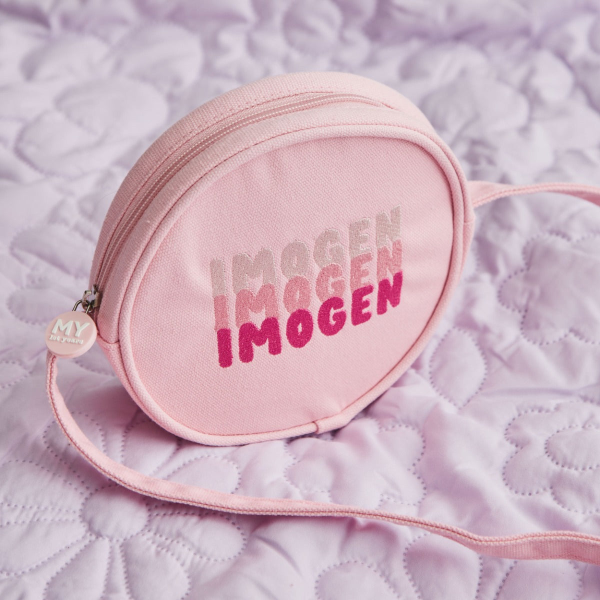 Personalised Bubble Gradient Pink Round Handbag