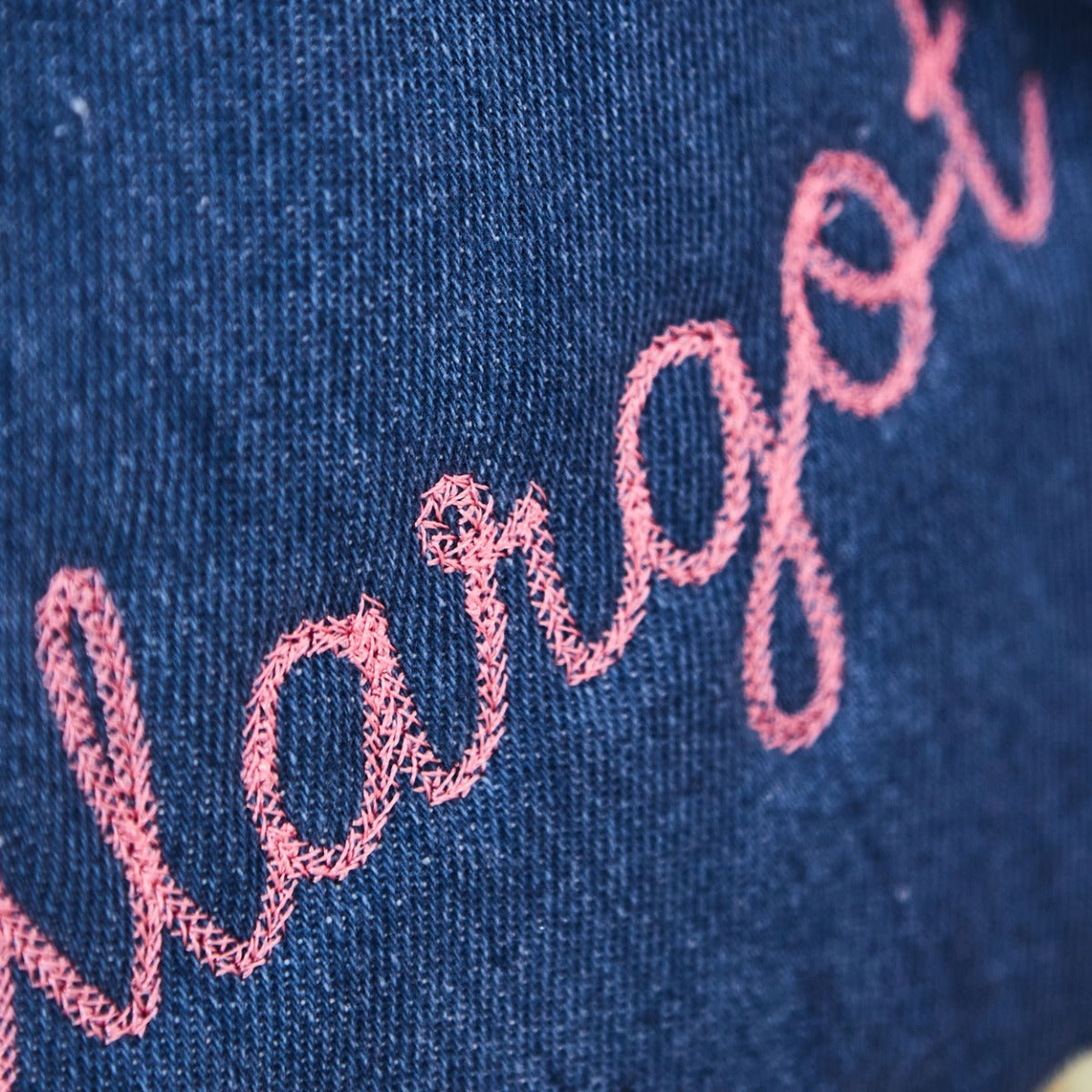 Personalised Pink Chain Stitch Denim Backpack 