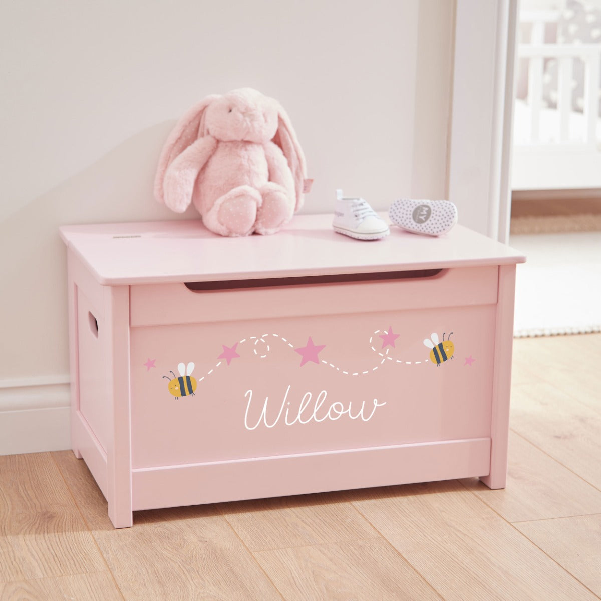 Personalised Pink Bumblebee Star Toy Box FSC®