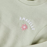My Kids Personalised Pink Flower Sage Sweatshirt 