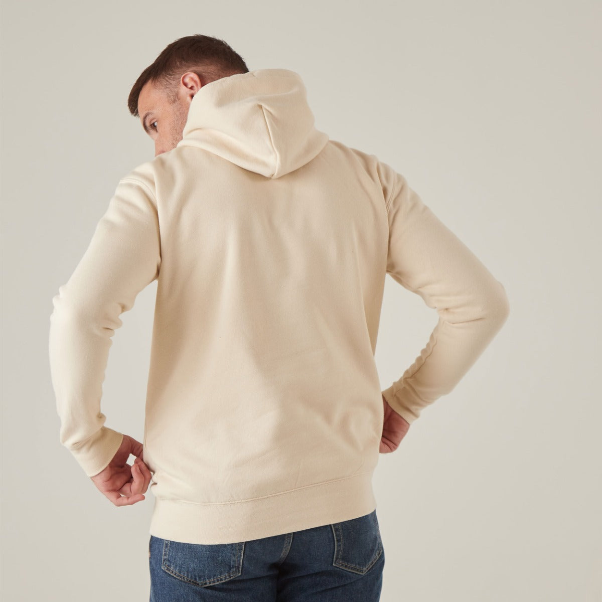 Personalised Men's Cream Retro Birth Year Slim-Fit Hoodie 