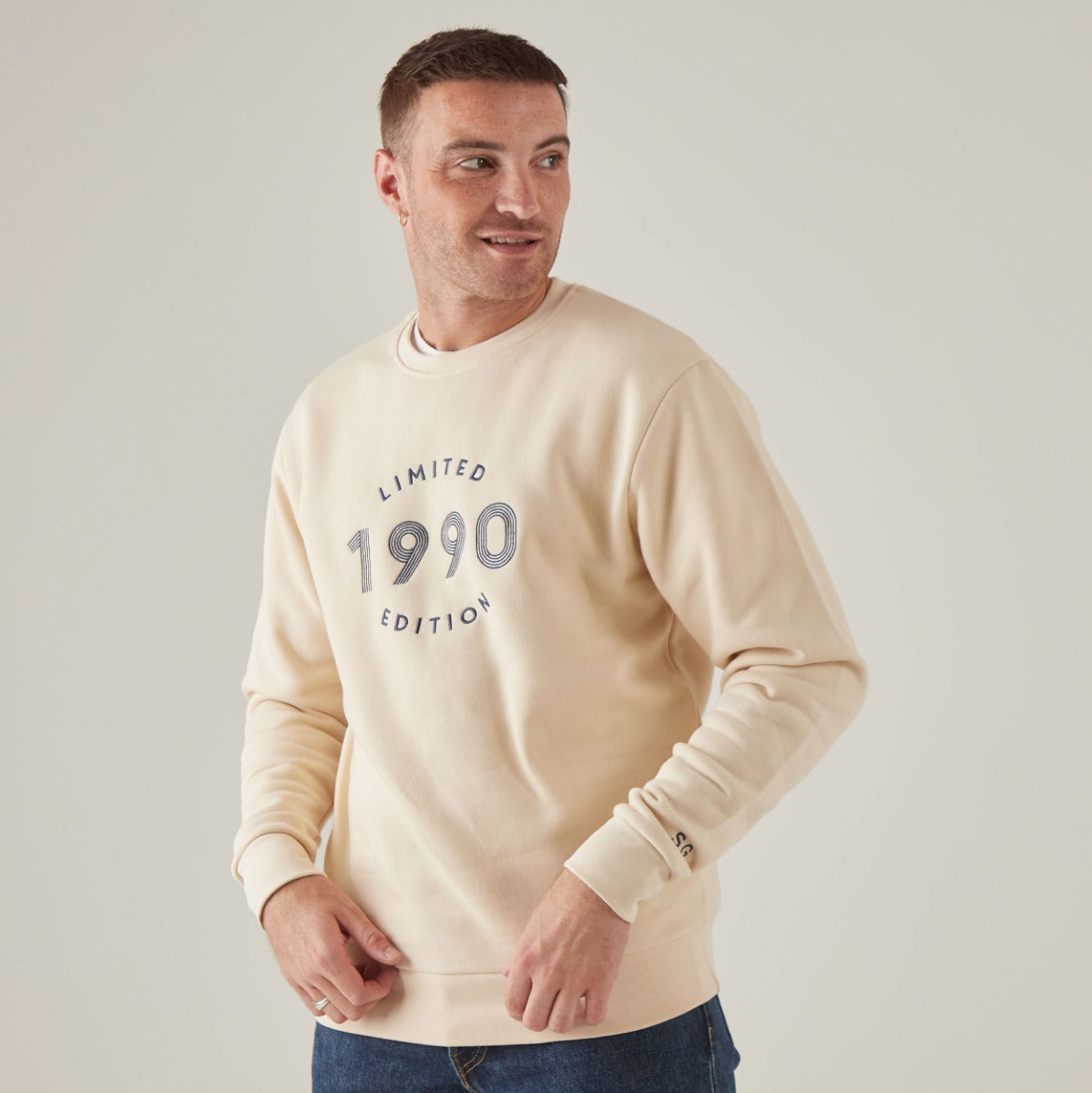 Personalised Men's Limited Edition Cream Slim-Fit Sweatshirt 