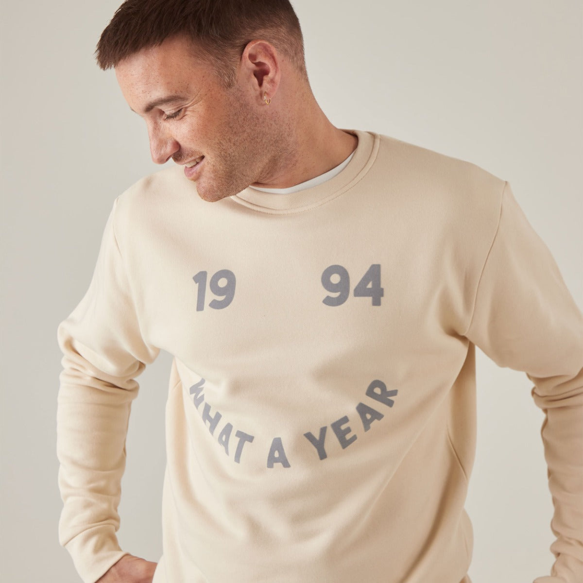 Personalised Men's Cream What A Year Slim-Fit Sweatshirt 