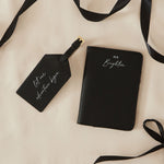 Personalised Black 'Mr' Passport and Luggage Tag Travel set