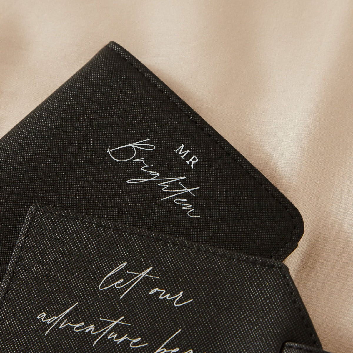 Personalised Black 'Mr' Passport and Luggage Tag Travel set
