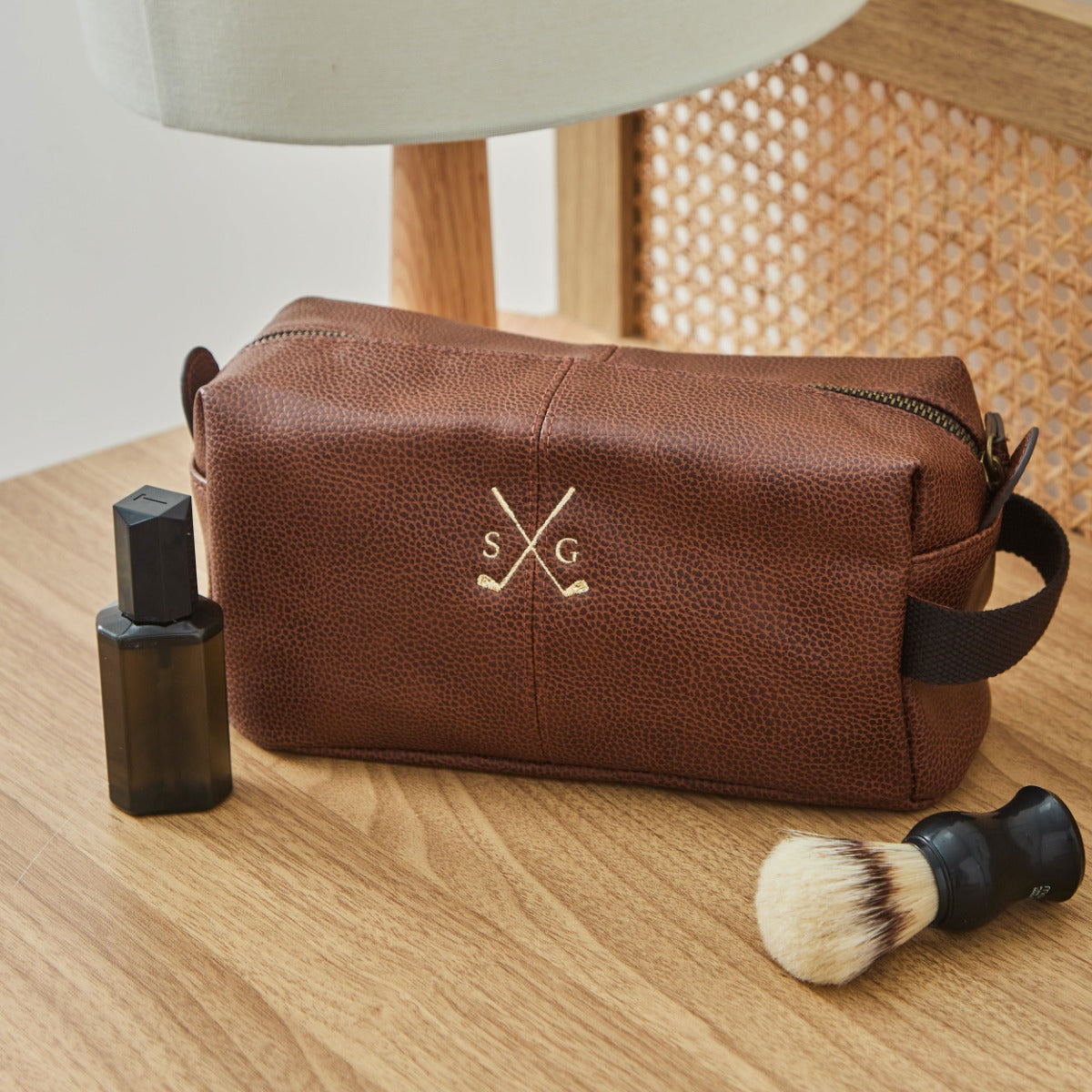 Personalised Golf Initial Tan Wash Bag