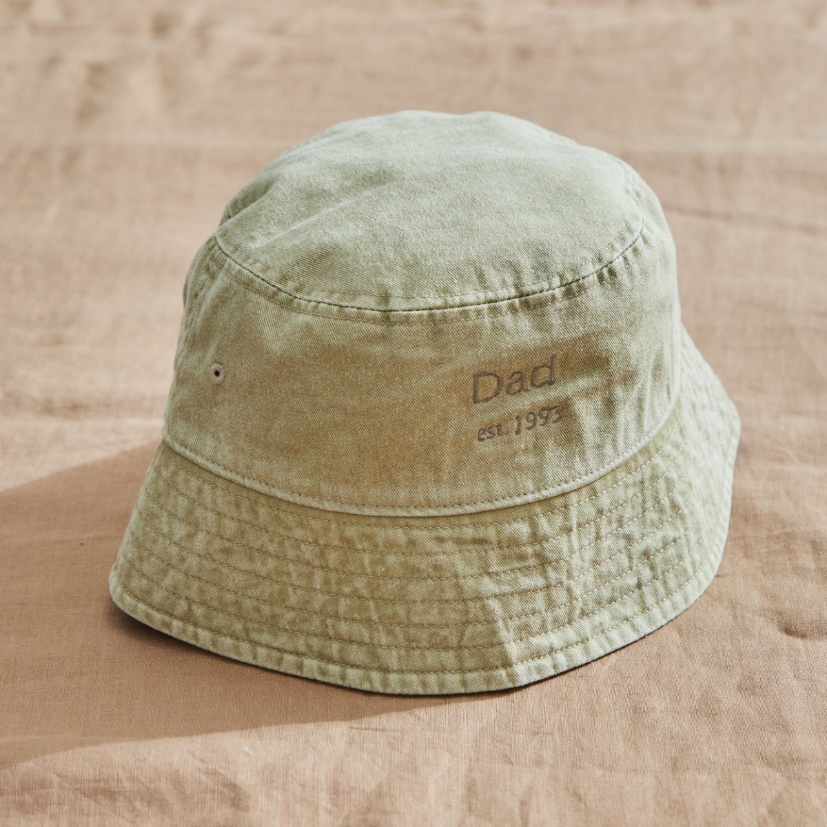 Personalised Vintage Dad Bucket Hat in Sand 