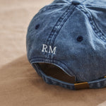 Personalised Family Vintage Cap in Denim Blue 
