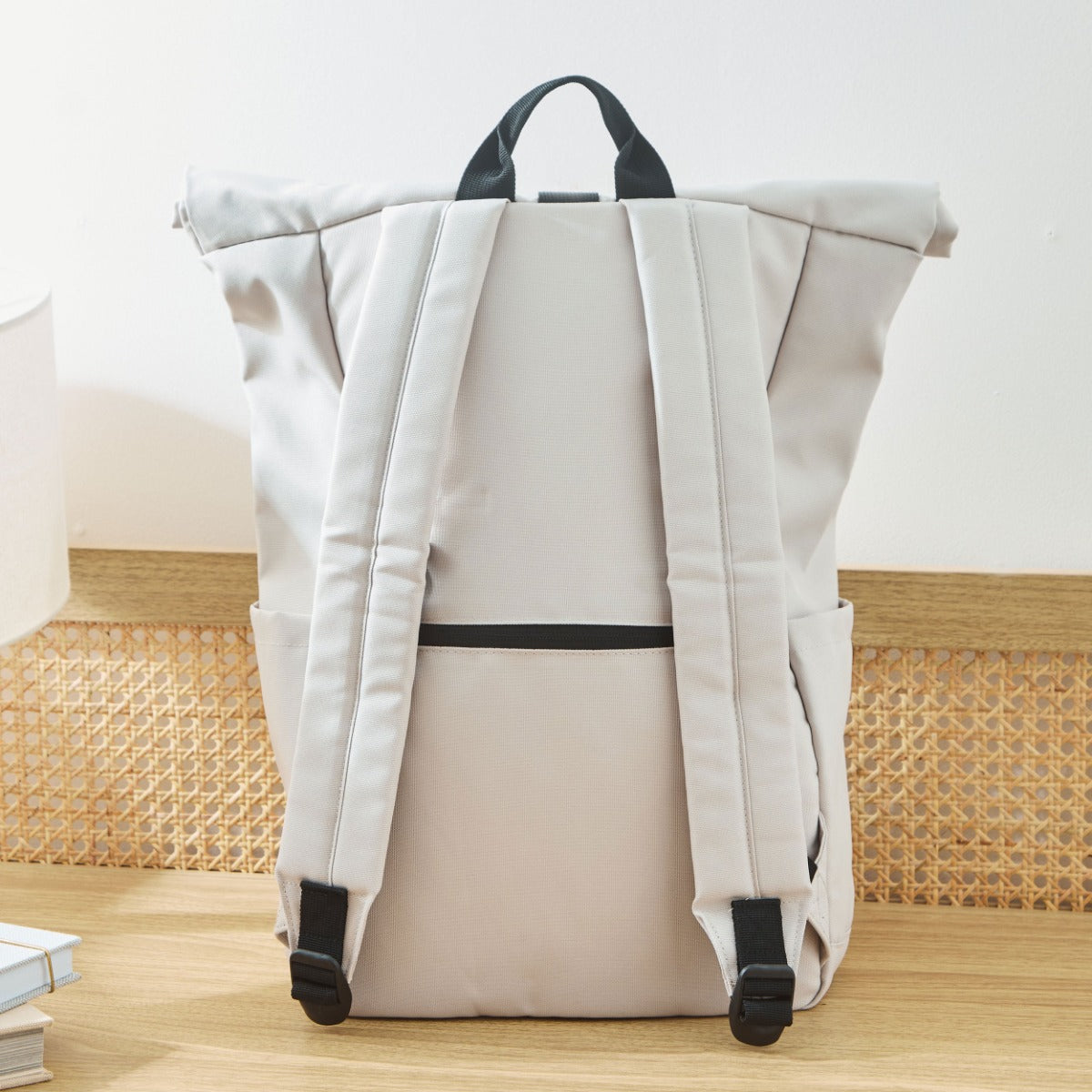 Personalised Roll Top Backpack in Stone 