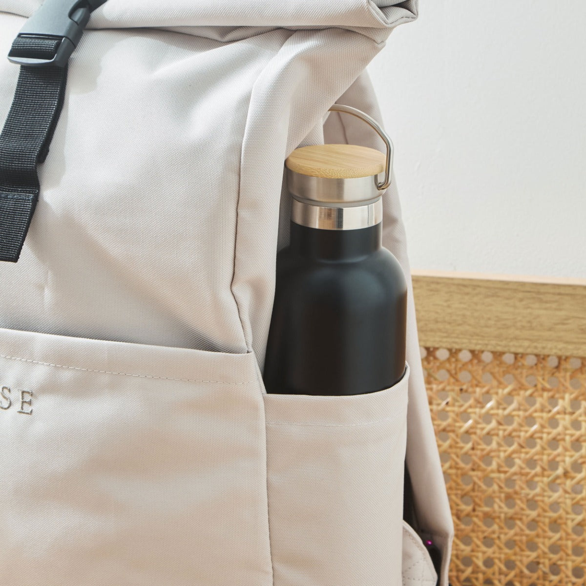 Personalised Roll Top Backpack in Stone 