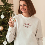 Personalised Red Bow White Jumper 