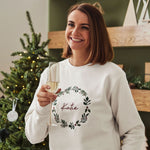 Personalised Adults' White Traditional Wreath Christmas Jumper