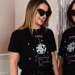 Personalised Dancing Queen Black Hen T-Shirt