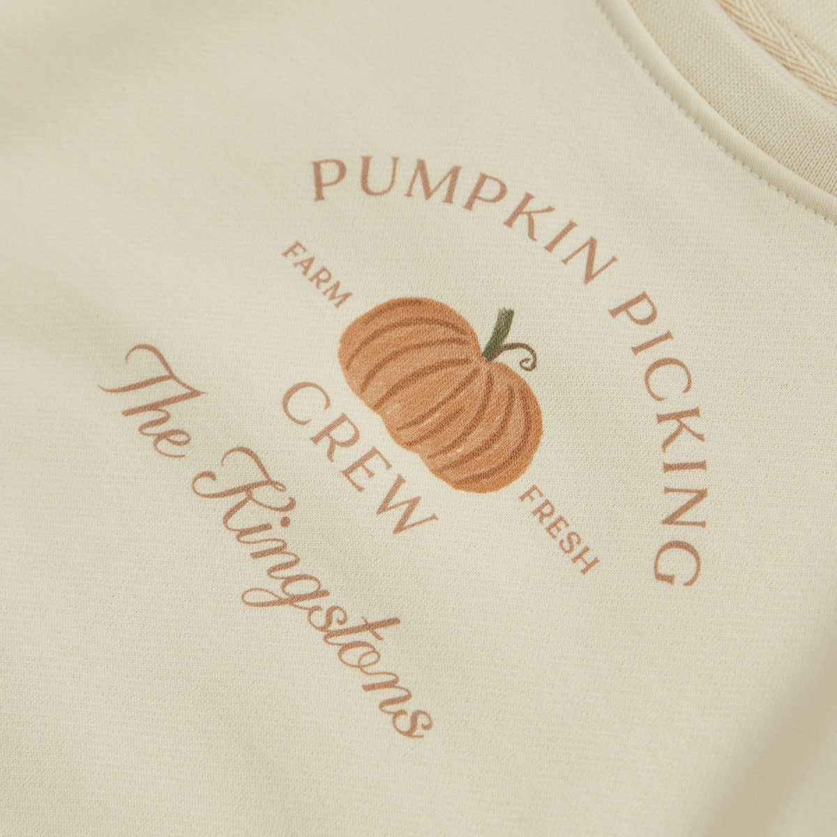 Personalised Ecru Pumpkin Picking Crew Children's Sweatshirt