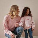 Personalised Womens Pink Heart Cherry Sweatshirt