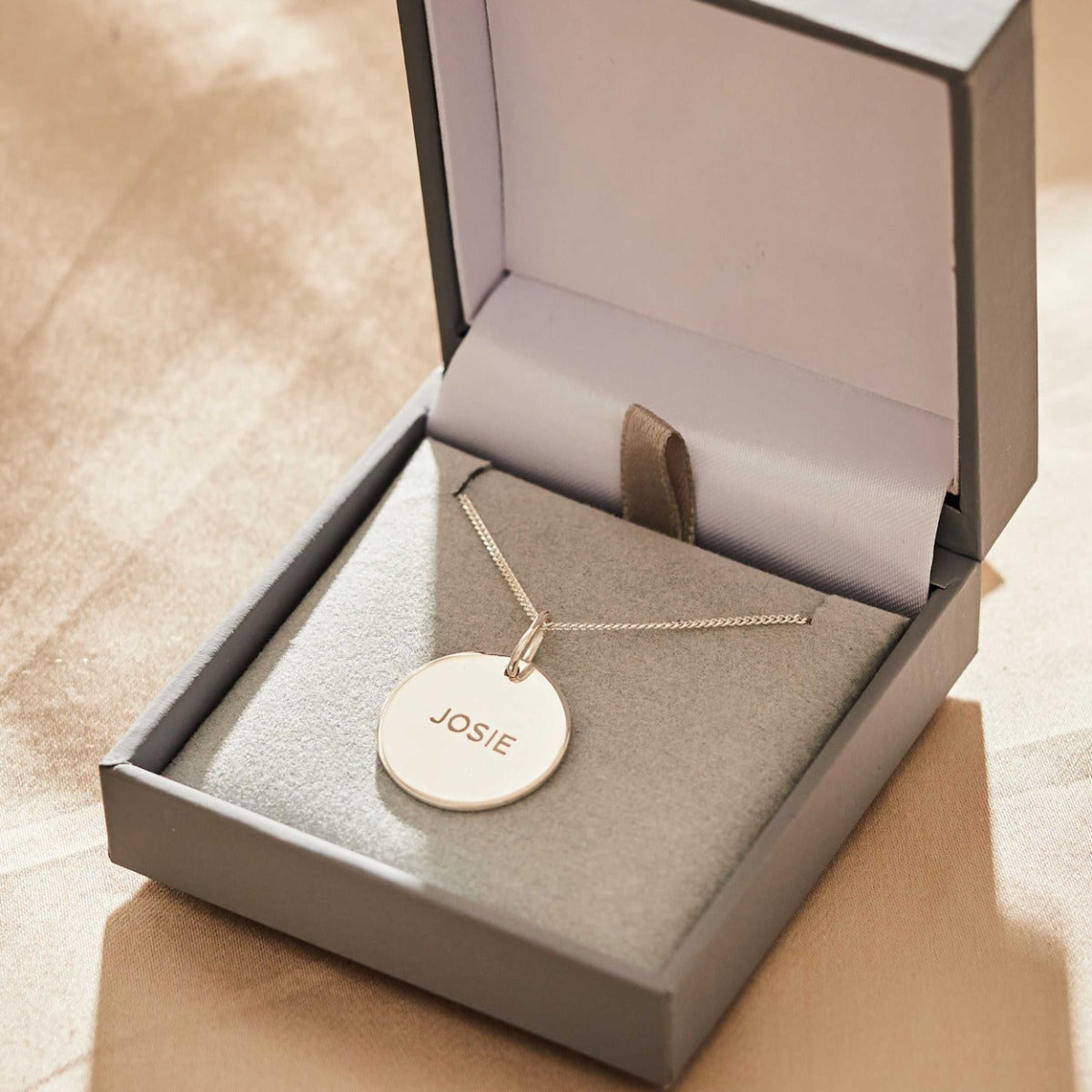 Personalised Retro Sterling Silver Disc Necklace