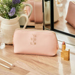 Personalised Birth Flower Pink Medium Make-Up Bag