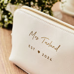 Personalised White Medium Bridal Cosmetics Bag