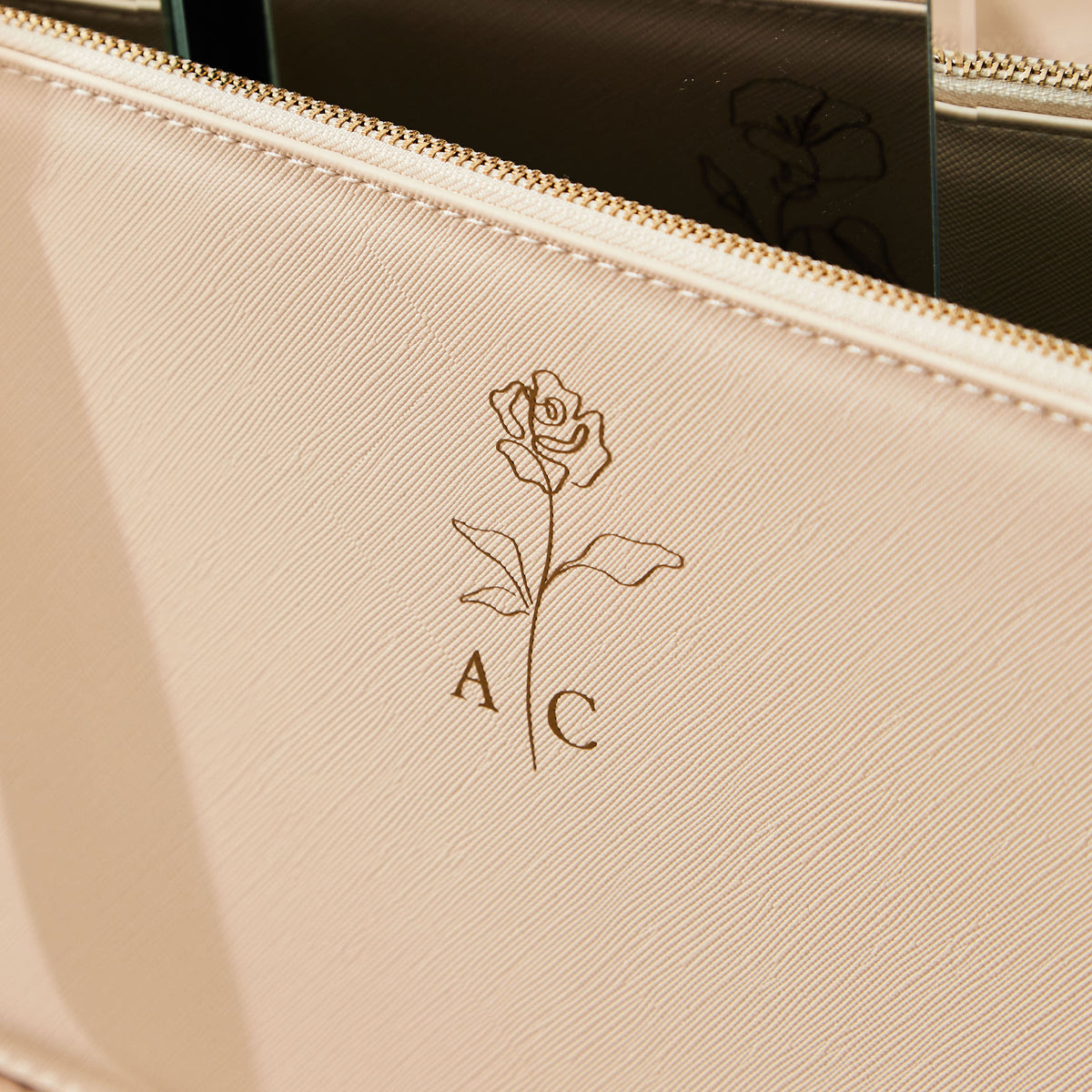 Personalised Oyster Birth Flower Monogrammed Pouch