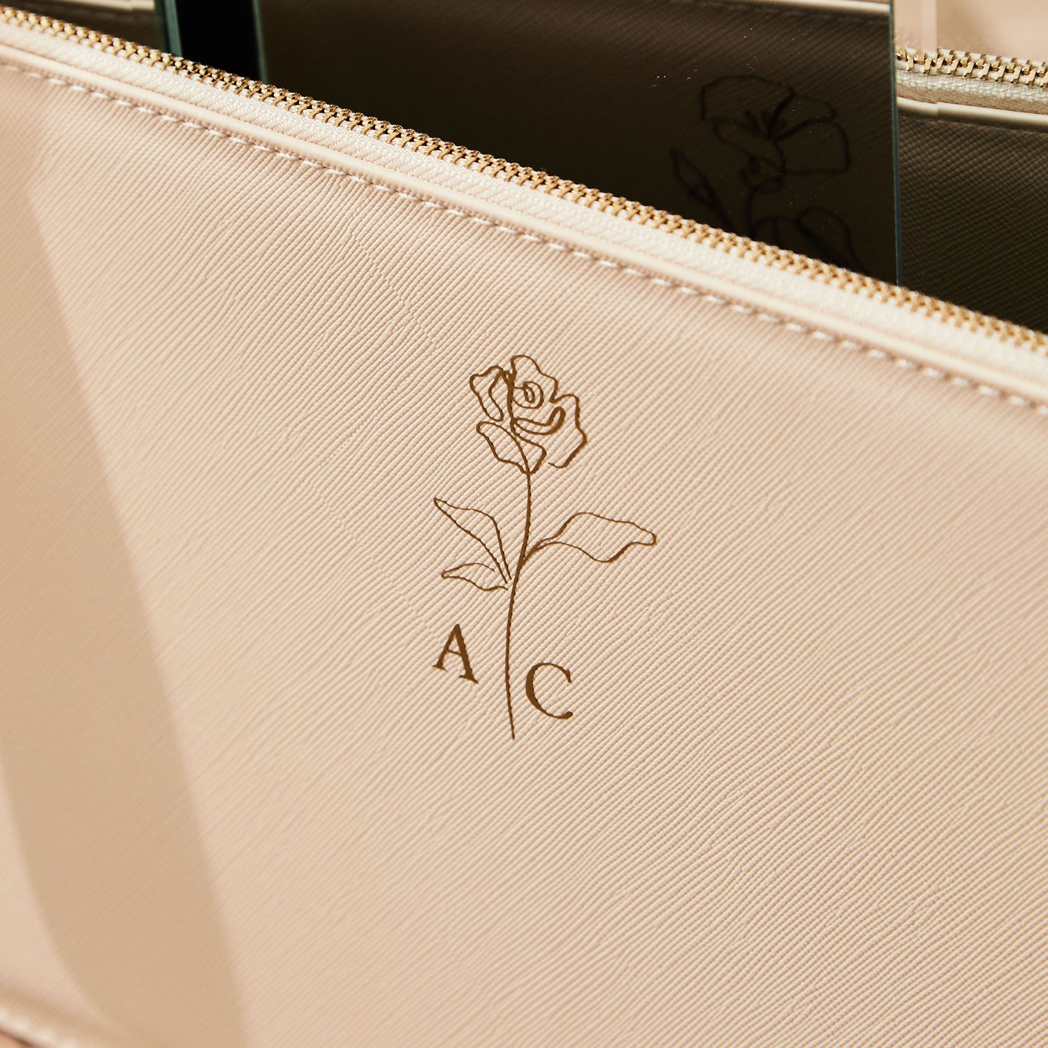 Personalised Oyster Birth Flower Monogrammed Pouch