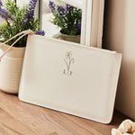 Personalised White Birth Flower Monogrammed Pouch