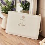 Personalised White Birth Flower Name Pouch