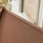 Personalised Taupe Polka Dot Pouch
