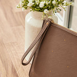Personalised Taupe Polka Dot Pouch