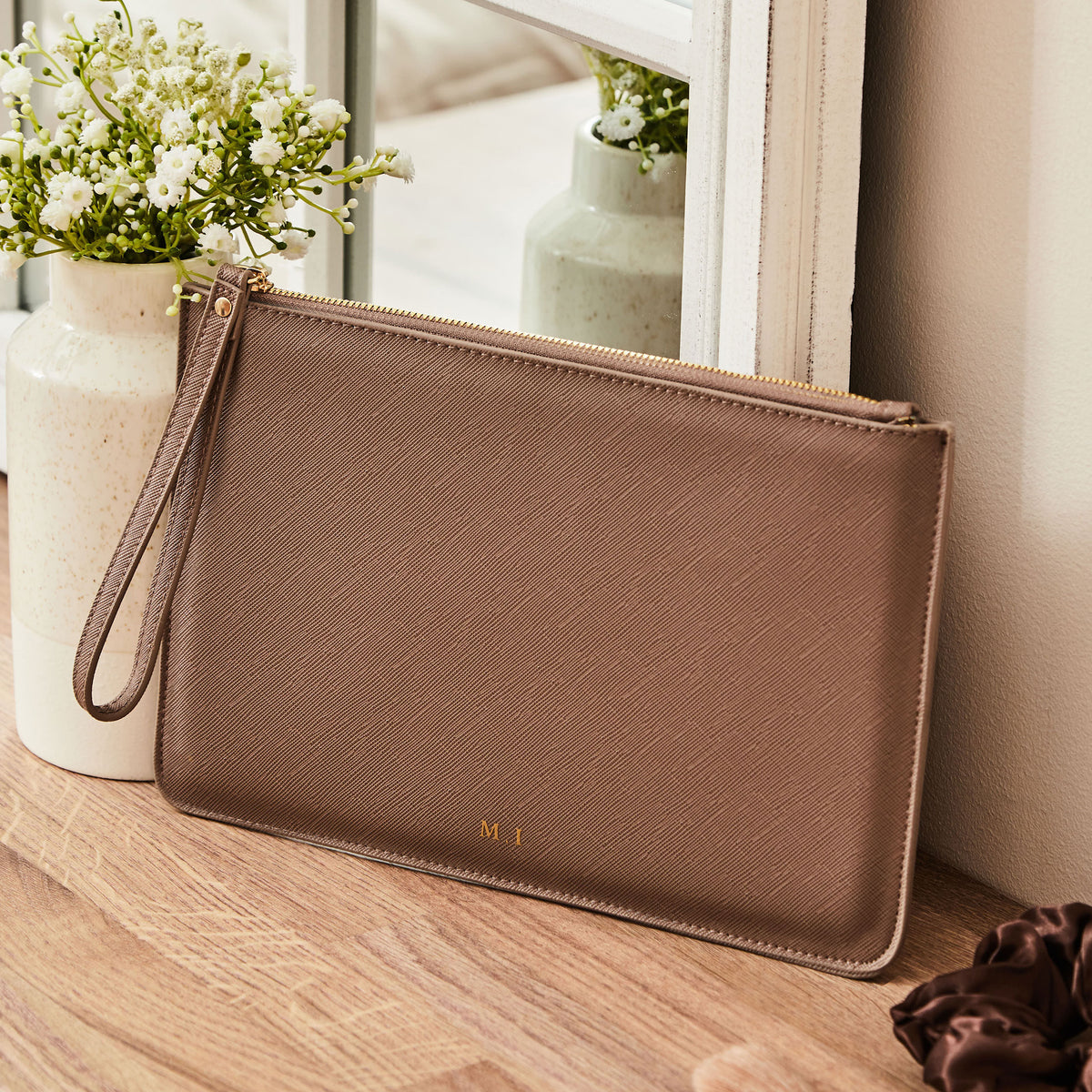Personalised Taupe Everyday Pouch