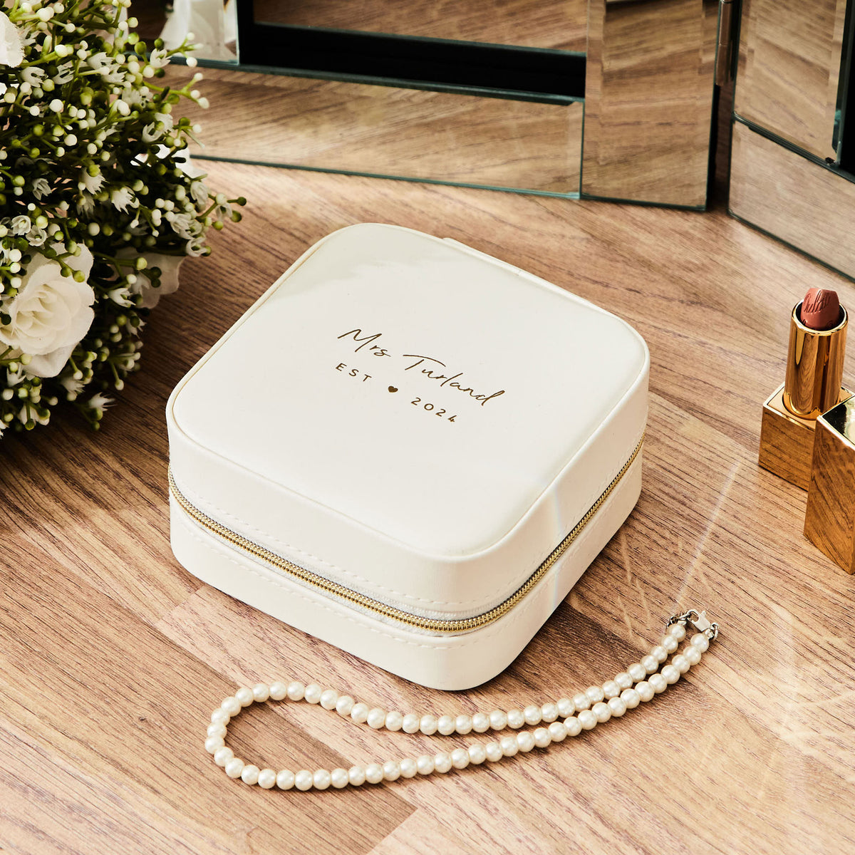 Personalised White Bridal Jewellery Box