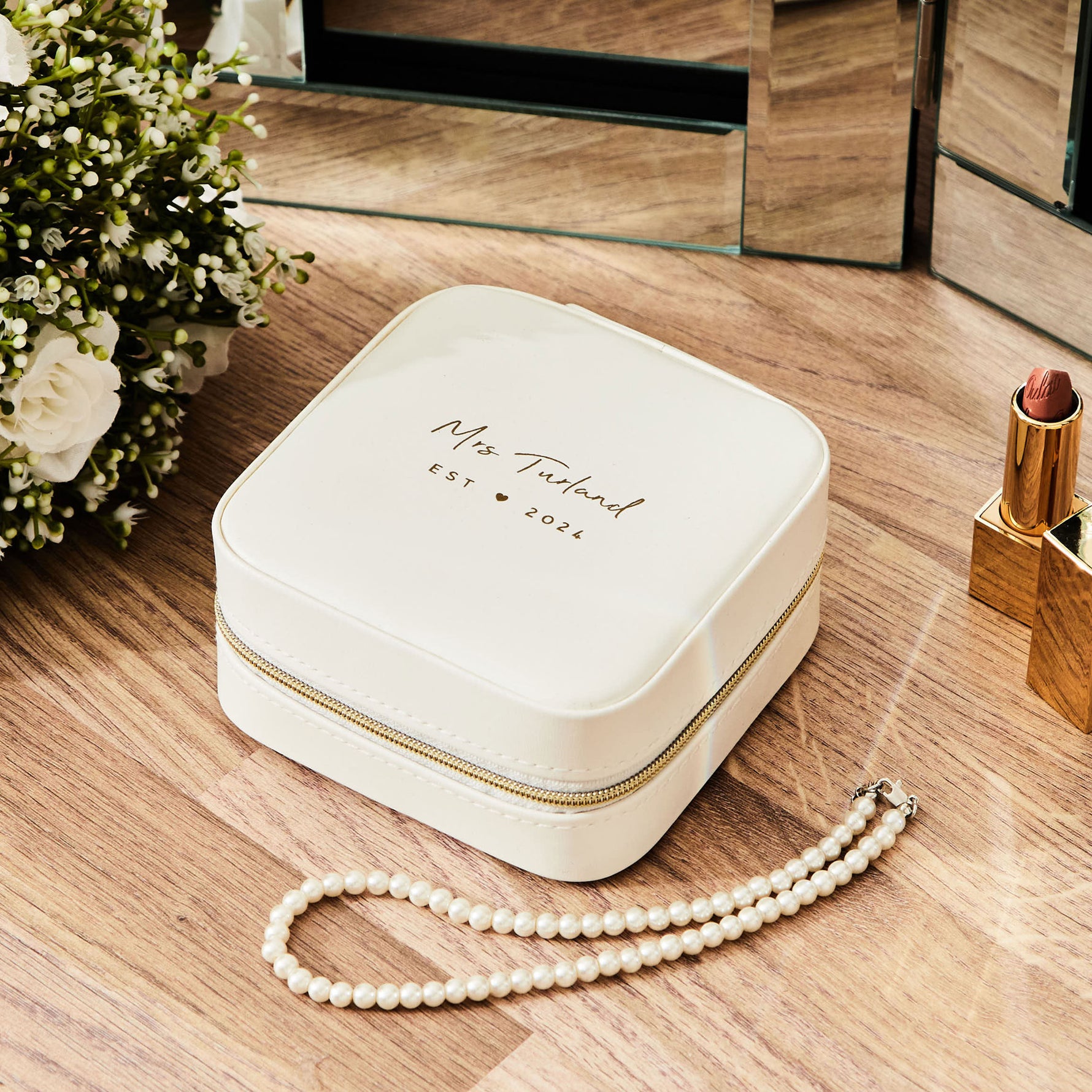 Personalised White Bridal Jewellery Box