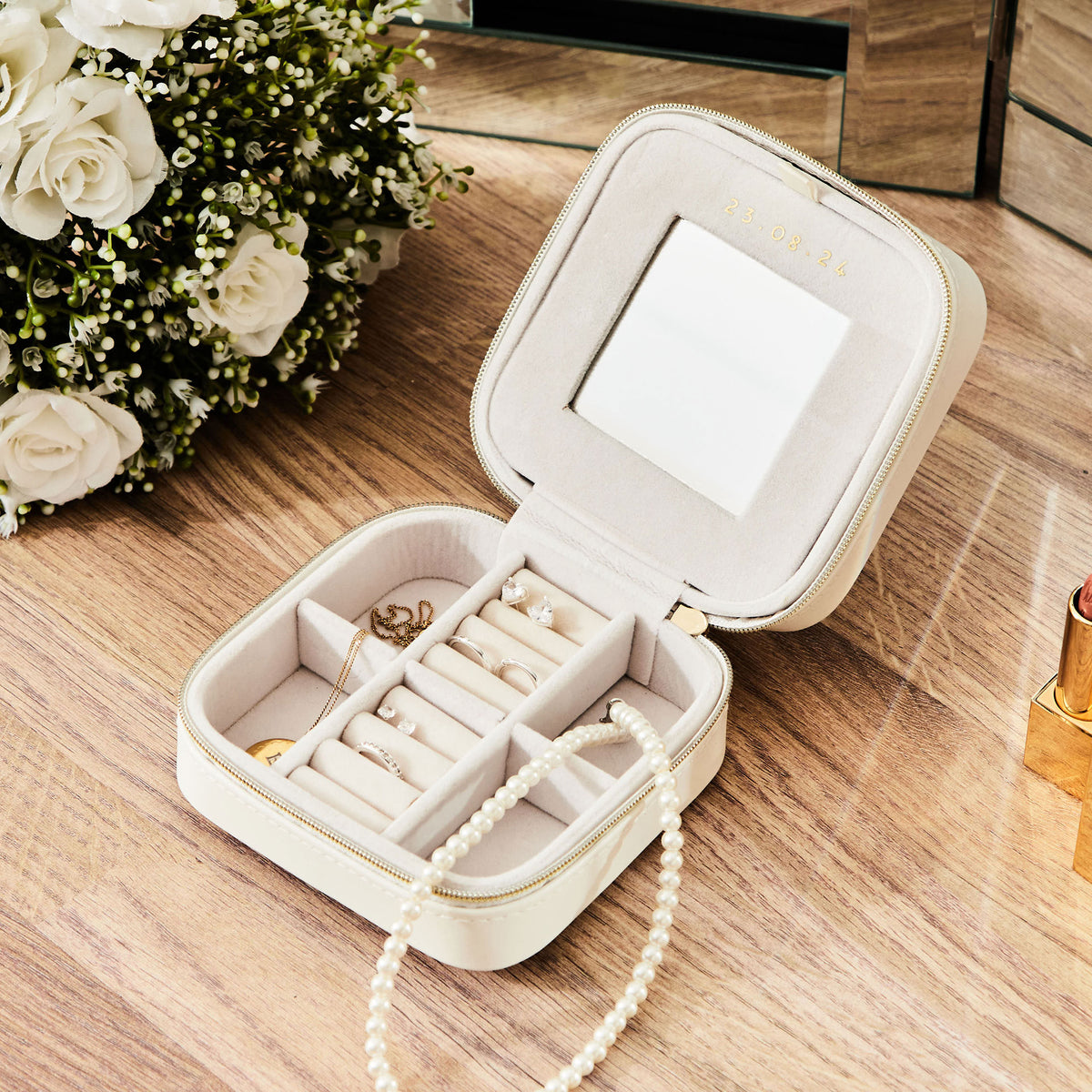 Personalised White Bridal Jewellery Box