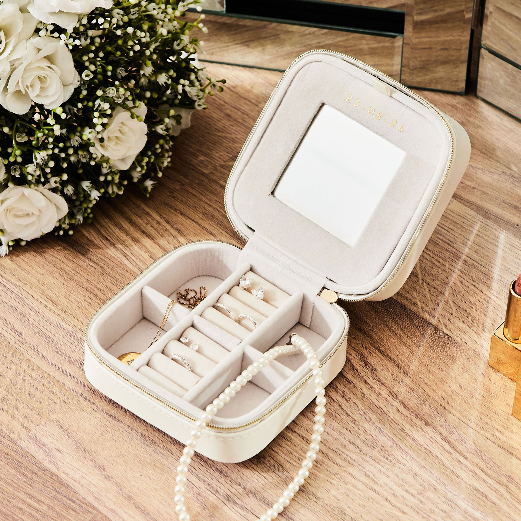 Personalised White Bridal Jewellery Box