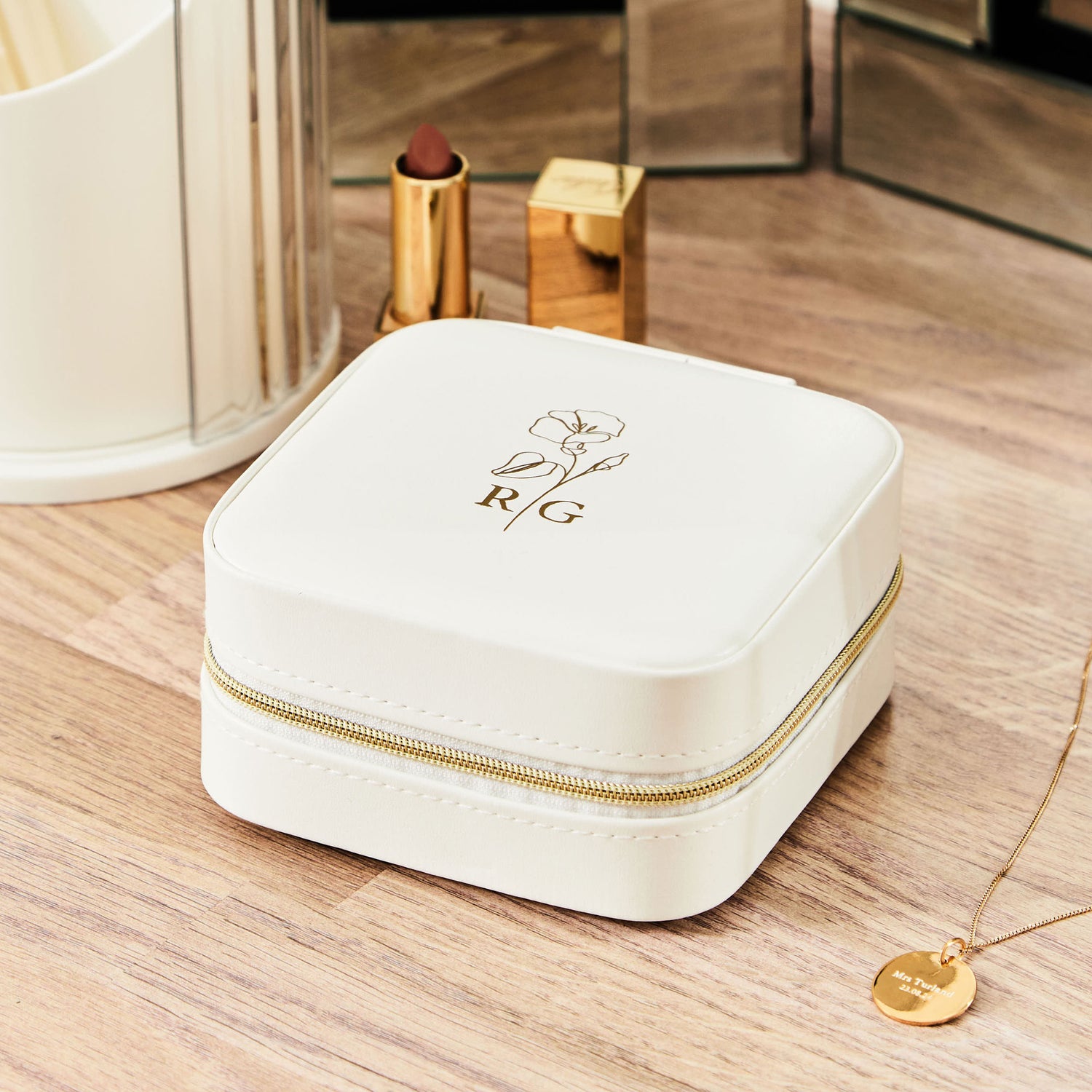 Personalised White Birth Flower Jewellery Box