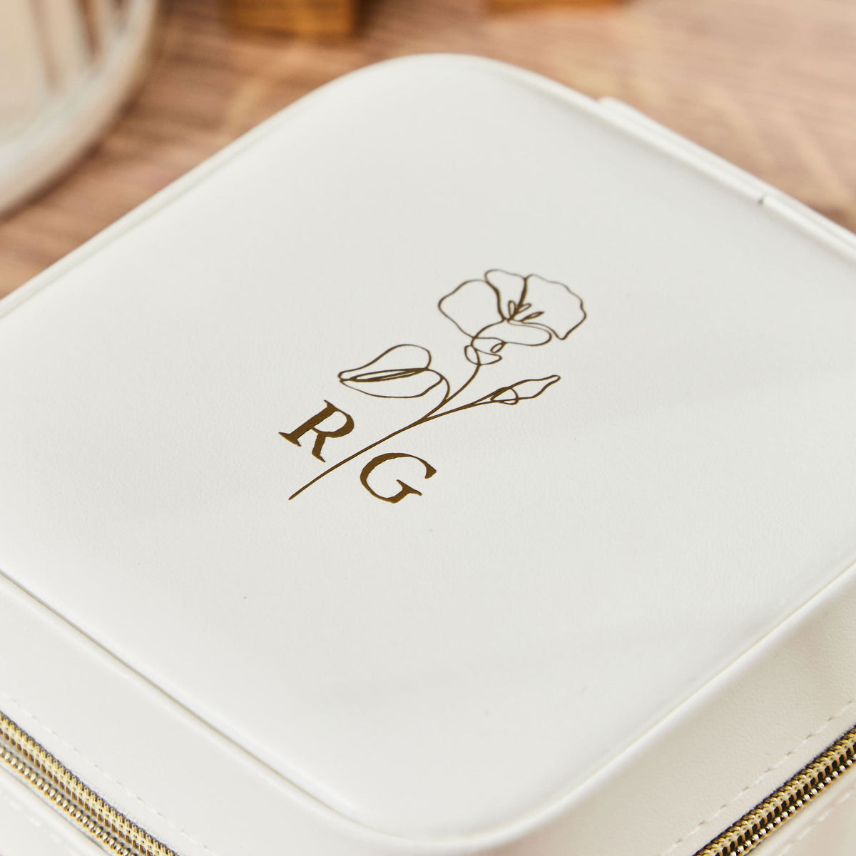 Personalised White Birth Flower Jewellery Box