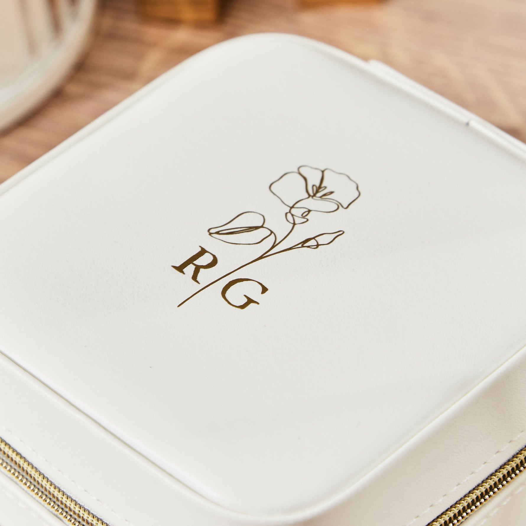 Personalised White Birth Flower Jewellery Box