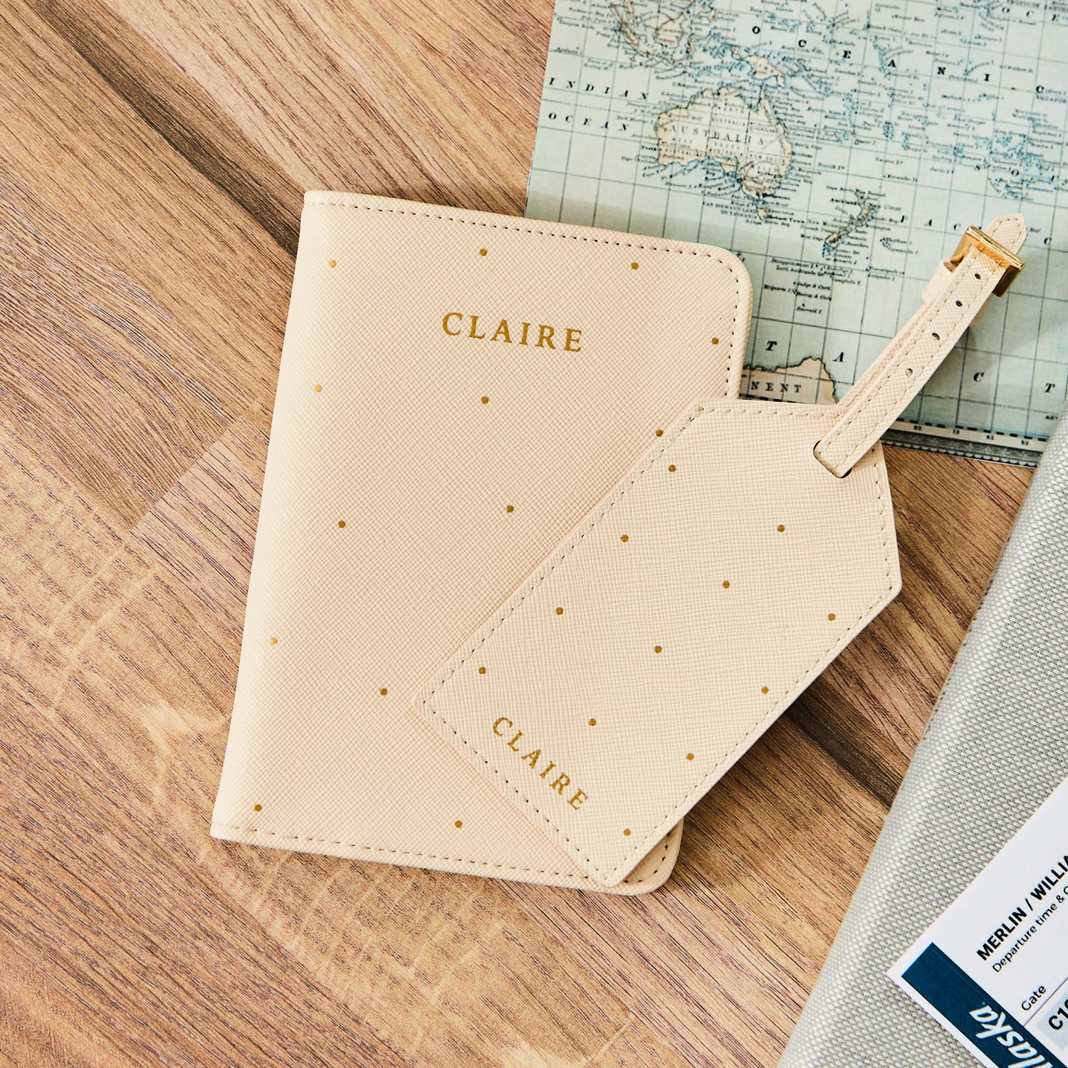 Personalised Oyster Polka Dot-Pattern Travel Set
