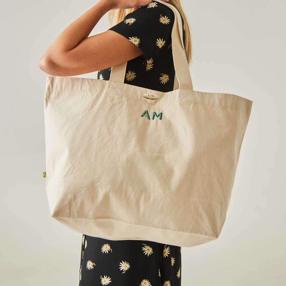 Personalised Mint Initial Canvas Tote Bag by Made Yours